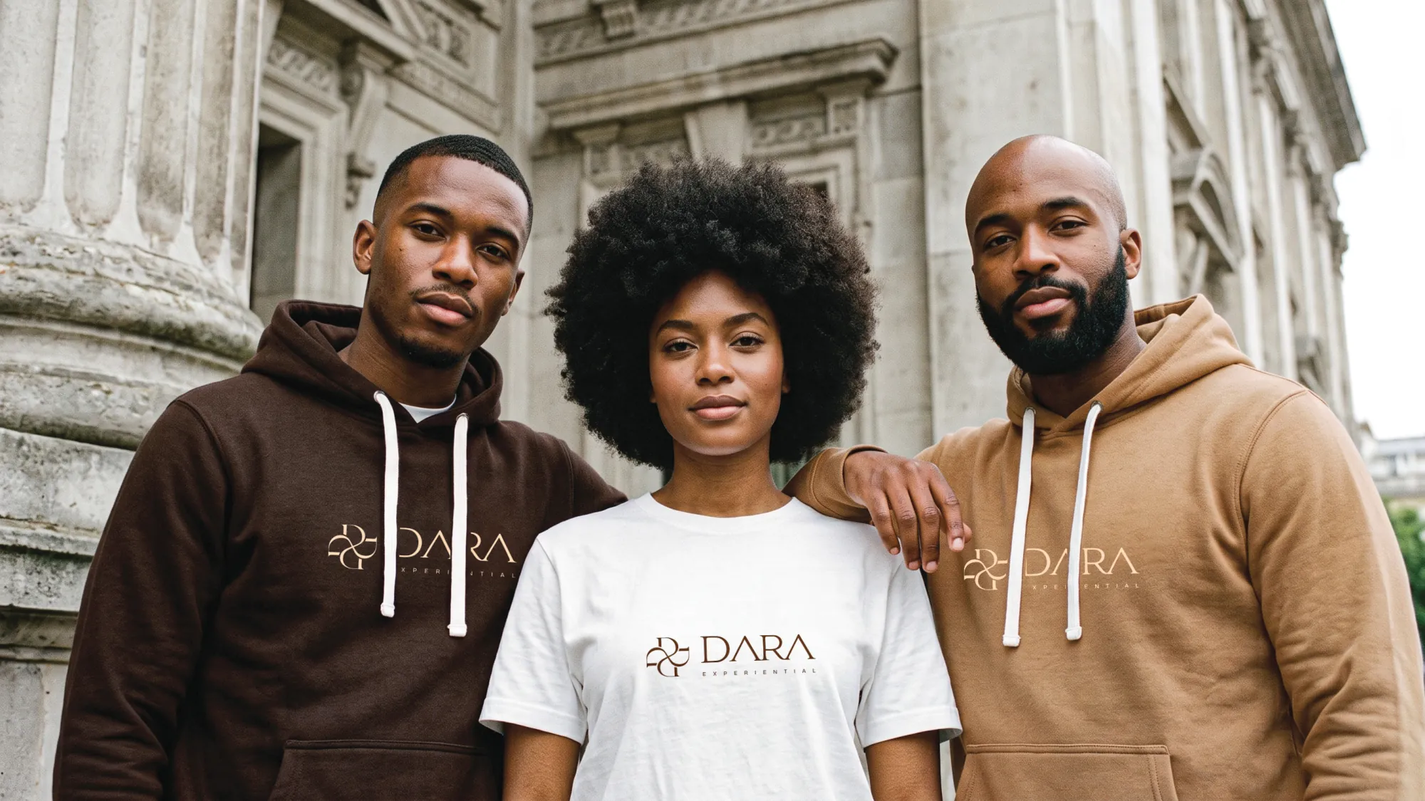 Dara hoodies and tees on models