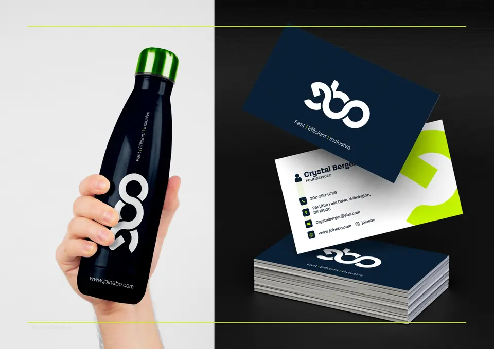 EBO bottle and business cards