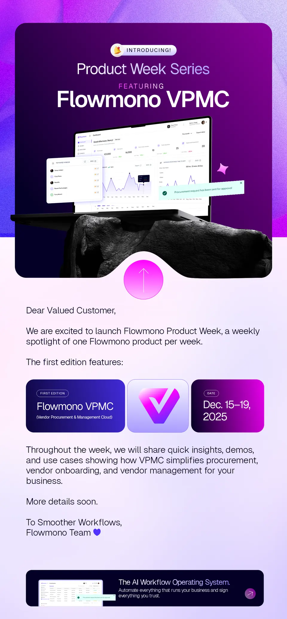 Product Week Series: Flowmono VPMC email