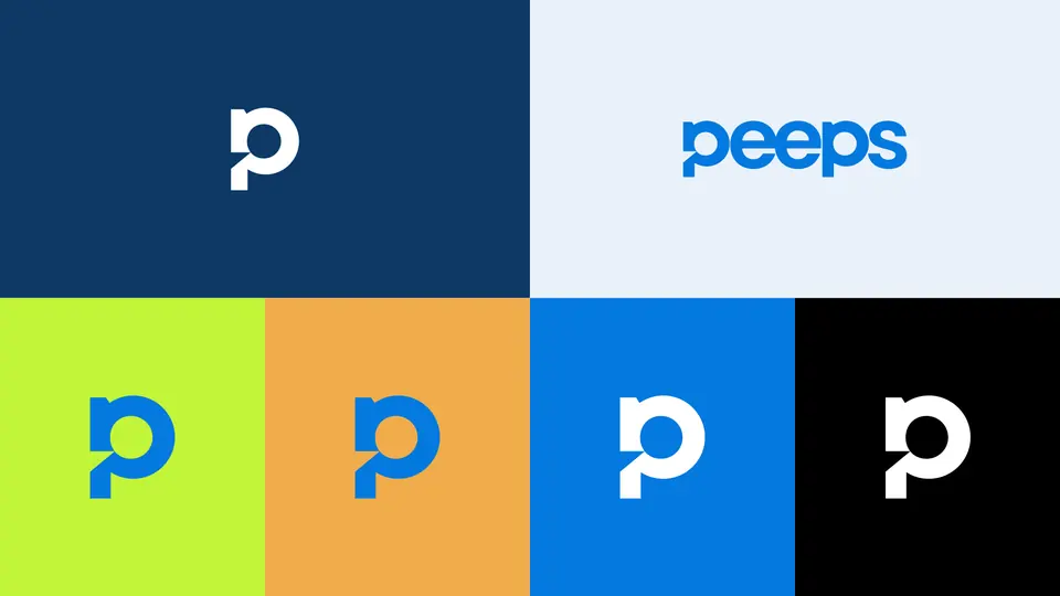 PEEPS icon in navy, lime, orange and black