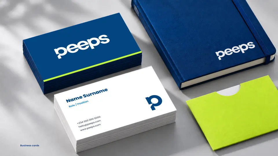 PEEPS business cards and notebook