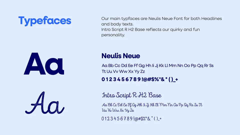 Typefaces: Neulis Neue and Intro Script