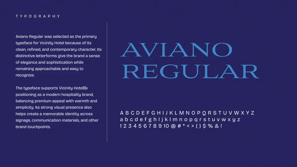 Aviano Regular primary typeface page