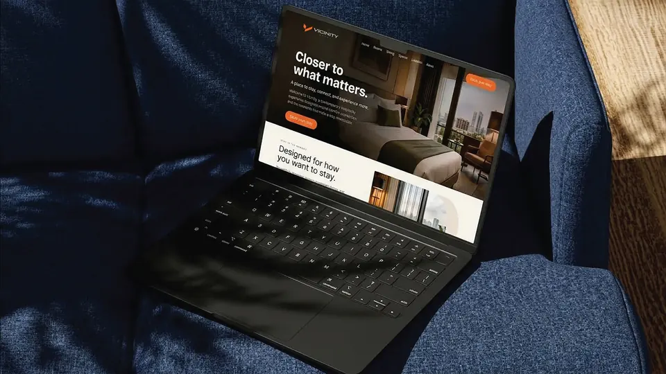 Vicinity website on a laptop