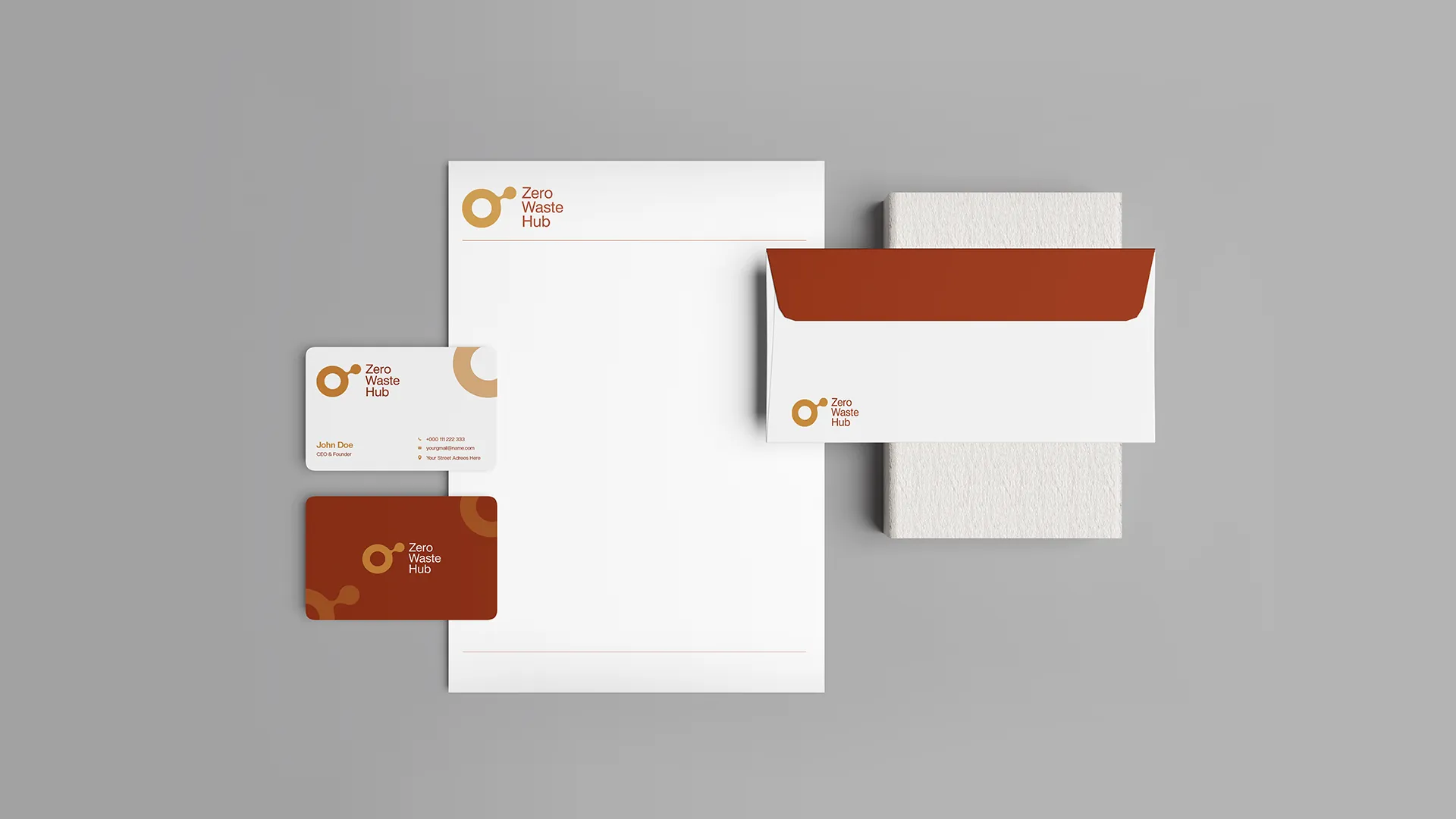 Letterhead, business cards and envelope